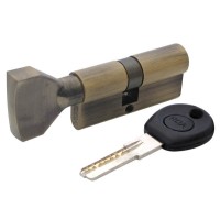 Циліндр дверний RDA 30/35мм лазерний 65мм 5 ключів круглий поворотник антична латунь (12892)