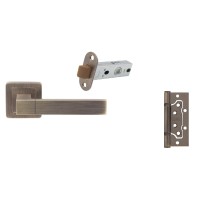 Комплект SUPER MAB: Ручка Spark матова антична латунь + засувка 100R + 2 завіси Eurocento (48698)