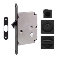 Ручка на раздв. двері Fimet 3667R +LOCK+MQ мат чорний (комплект wc)