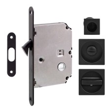 Ручка на раздв. двері Fimet 3667R +LOCK+MQ мат чорний (комплект wc)