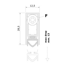 Поріг алюмінієвий з гумовою вставкою з притиском з боку замку Comaglio 420 113-93