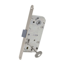 AGB Art. B011013506 Механізм для міжкімнатних дверей Mediana Evolution вузький Patent з ключем нікель 90мм (15840)