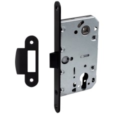 Механізм для міжкімнатних дверей Comit мц 85 мм зі відповідною планкою з відбійником, чорний