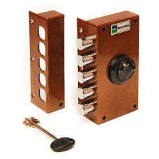 Mottura Art. 30407VD50C5 замок накладний 5-ригелів з натискним циліндром, з ручкою зсередини (4209)