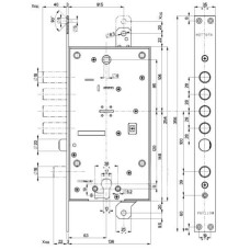 Замок для вхідних дверей 4-x ригеля з засувкою і допоміжним замком під євроциліндр Mottura 54797TBDR54 (без наклабок) (37961)