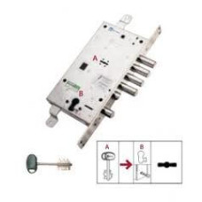 Замок для вхідних дверей 4-x ригеля з засувкою і допоміжним замком під євроциліндр Mottura 54797TBSR55 (25062)