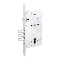 Замок для вхідних дверей Securemme 2061UCS6028 3-х ригельний із засувкою, під циліндр, мц 85 мм (без відповідної планки) мат хром