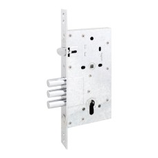 Замок для вхідних дверей Securemme 2061UCS6028 3-х ригельний із засувкою, під циліндр, мц 85 мм (без відповідної планки) мат хром