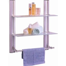 Полиця для ванної кімнати подвійна з тримачем для рушників, 600×125×35 мм