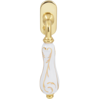 Віконна ручкаFimet Flora 147P D.K. F01 полірована латунь/фарфор білий із золотом (51926)