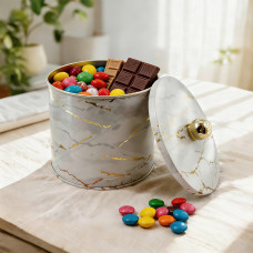 Коробка Marble White, білий мармур, 14*12,5 см, кругла