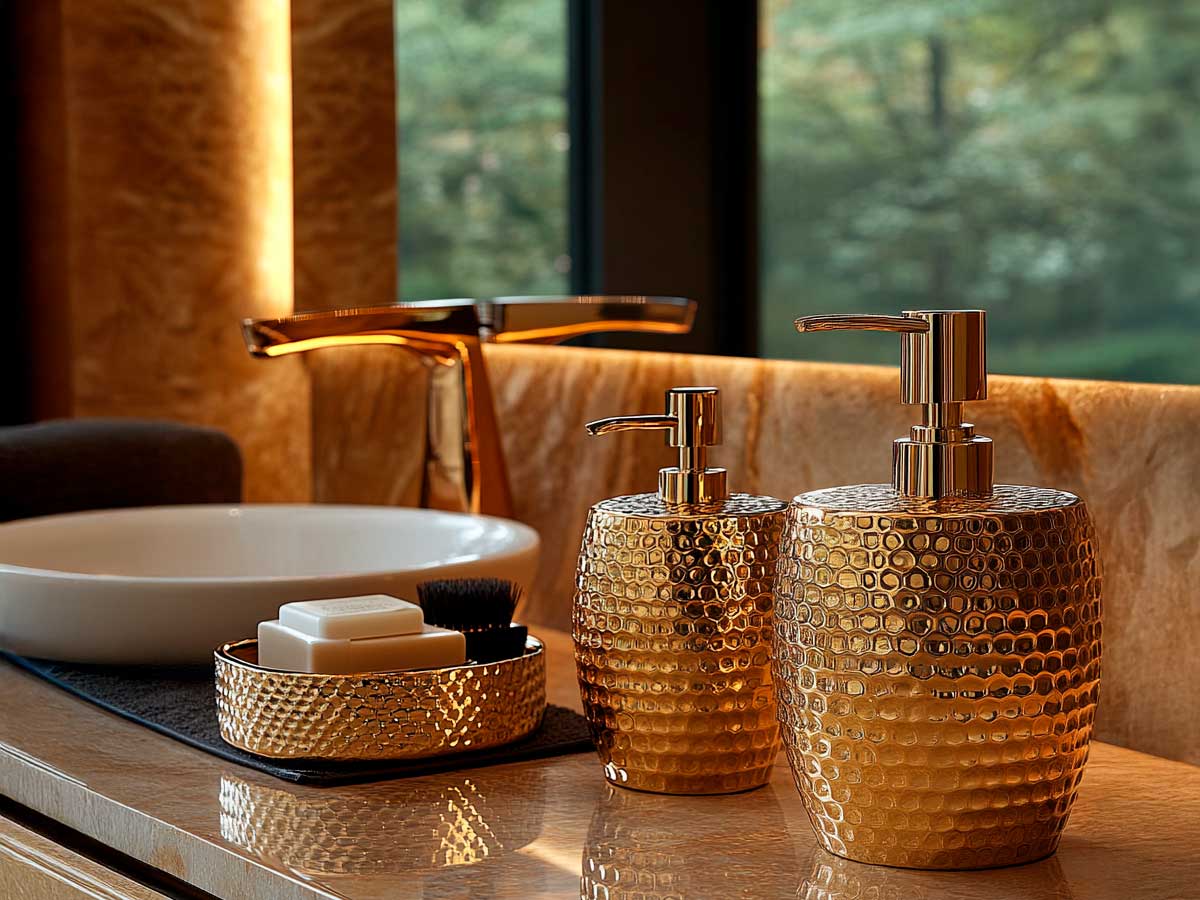 Золоті аксесуари для ванної: розкішні деталі для елегантного інтер'єру